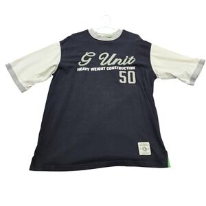 G-Unit Shirt Mens XL Blue Heavyweight 50 Logo Graphic Tee Hip Hop Y2K Streetwear